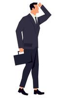 businessman with portfolio searching character vector