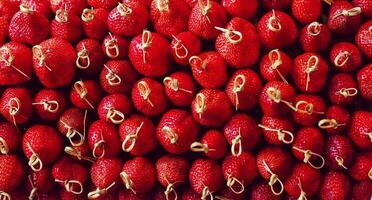 Strawberry fruit skewers, appetizer buffet, background photo