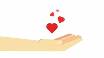 hand giving love hearts short animation video