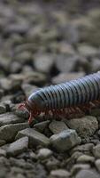 Macro of millipede, vertical of millipede video