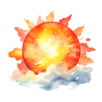 Sun Watercolor Painting png