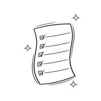 Hand Drawn Checked Document. Doodle Vector Sketch Illustration
