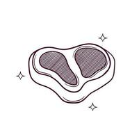 Hand Drawn Raw Steak. Doodle Vector Sketch Illustration