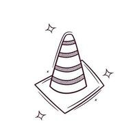 Hand Drawn Traffic Cone. Doodle Vector Sketch Illustration