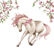blanco unicornio con rosado alas y rosado flores png