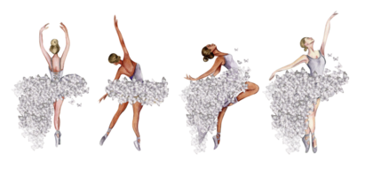 acquerello danza ballerina con farfalla impostare. png