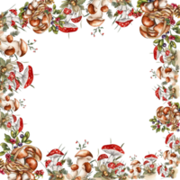 Autumn square frame with mushromms. png