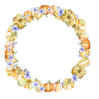 Fall wreath with pumpkins. png