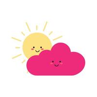 cute sun and cloud illustration vector