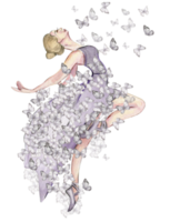 acquerello danza ballerina con farfalla e magnolia. png