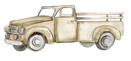 Clásico acuarela camión, mano dibujado ilustración de antiguo retro coche . png