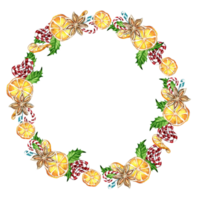 Christmas wreath with fir branches. Watercolor hand drawn illustration for invitations, greeting cards, prints, packaging and more. Merry christmas and happy new year. png