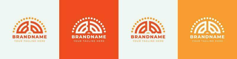 Letter AB and BA Sunrise  Logo Set, suitable for any business with AB or BA initials. vector