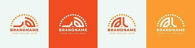 Letter AL and LA Sunrise  Logo Set, suitable for any business with AL or LA initials. vector