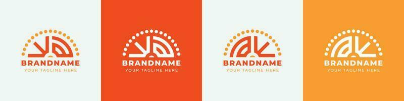 Letter AW and WA Sunrise  Logo Set, suitable for any business with AW or WA initials. vector