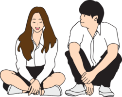 teenager guy and woman sit together. png