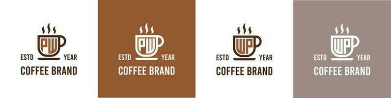 Letter PW and WP Coffee Logo, suitable for any business related to Coffee, Tea, or Other with PW or WP initials. vector