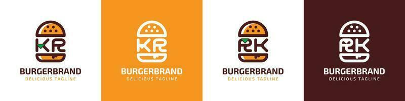 Letter KR and RK Burger Logo, suitable for any business related to burger with KR or RK initials. vector