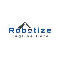 Robotize Logotype, A wordmark created from a stylized typography of the word Robotize with the addition of a minimal element to the letter O and I. vector