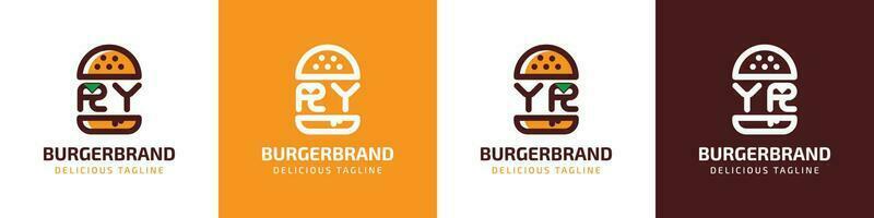 letra ry y año hamburguesa logo, adecuado para ninguna negocio relacionado a hamburguesa con ry o año iniciales. vector