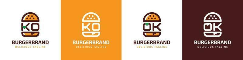 letra ko y Okay hamburguesa logo, adecuado para ninguna negocio relacionado a hamburguesa con ko o Okay iniciales. vector