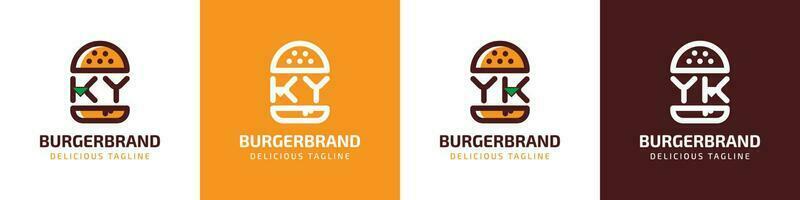 Letter KY and YK Burger Logo, suitable for any business related to burger with KY or YK initials. vector