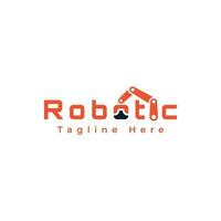 Robotic Logotype, A wordmark created from a stylized typography of the word Robotic with the addition of a minimal element to the letter O and I. vector