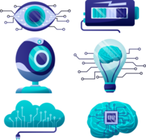 Artificial intelligence icon set element design illustration. AI technology and cyber elements. Futuristic technology service and communication artificial intelligence concept png