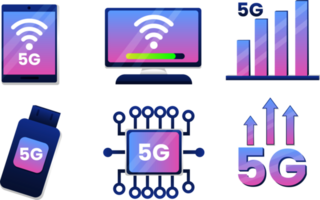 Mobile wireless 5th generation technology element design illustration. 5G wireless network technology concept png