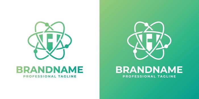 Letter H Cyber Security or Atom Logo, suitable for any business related to shield, cyber security, technology, or Atom with H initials. vector