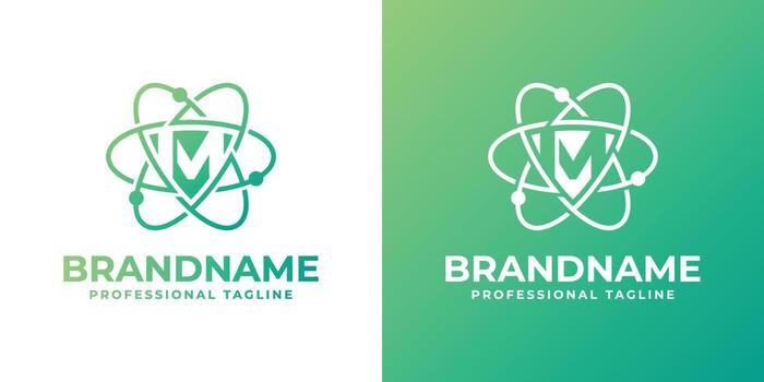 Letter M Cyber Security or Atom Logo, suitable for any business related to shield, cyber security, technology, or Atom with M initials. vector