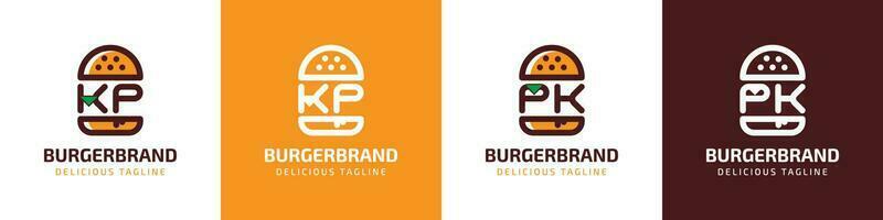 Letter KP and PK Burger Logo, suitable for any business related to burger with KP or PK initials. vector