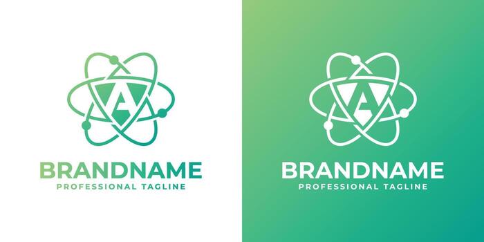 Letter A Cyber Security or Atom Logo, suitable for any business related to shield, cyber security, technology, or Atom with A initials. vector