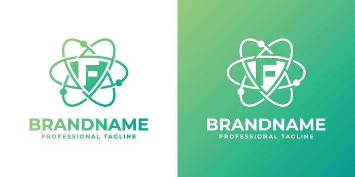 Letter F Cyber Security or Atom Logo, suitable for any business related to shield, cyber security, technology, or Atom with F initials. vector