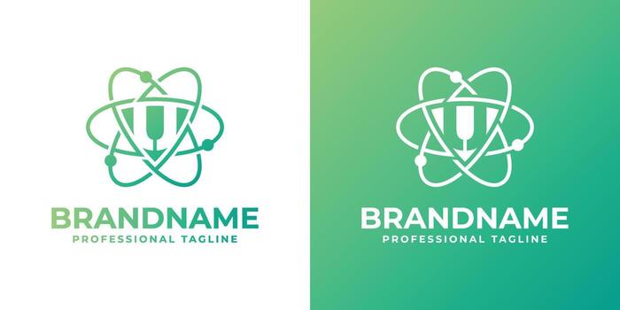 Letter U Cyber Security or Atom Logo, suitable for any business related to shield, cyber security, technology, or Atom with U initials. vector