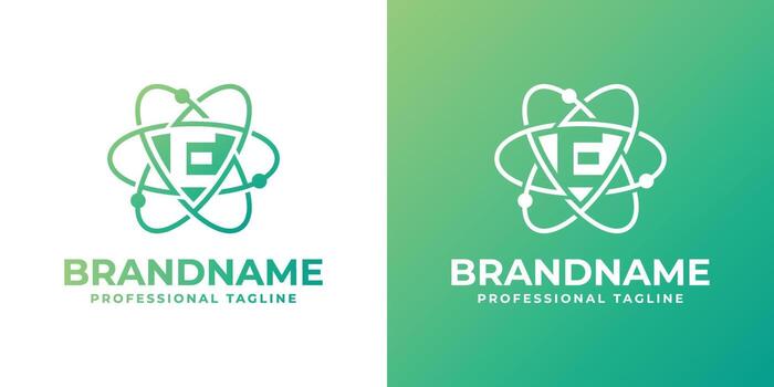 Letter E Cyber Security or Atom Logo, suitable for any business related to shield, cyber security, technology, or Atom with E initials. vector