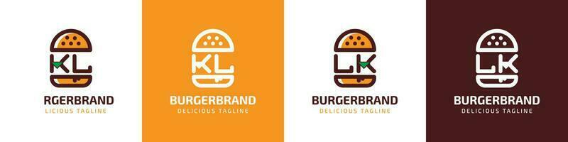 letra kl y lk hamburguesa logo, adecuado para ninguna negocio relacionado a hamburguesa con kl o lk iniciales. vector