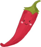 Cute and funny cartoon pepper vegetable characters clipart with face emoticon in hand drawn crayons for decoration. png