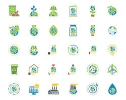 Earth Day Ecology and Environment Icon set. Nature Renewable Energy Icons. Eco Friendly Outline Vector Icon Sign