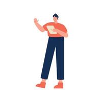 man standing using tablet character vector