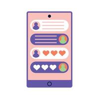 smartphone with social media chat icon vector