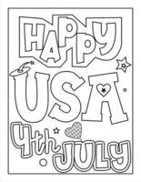 4th of July American Independence Day coloring page for kids vector