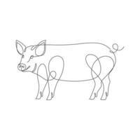 Pig in one line logo icon. Pig continous line art icon vector. Abstract vector linear illustration of pig. pork vector icon. line art. Vector illustration