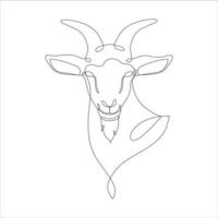 Goat head in continuous line drawing style. Goat head line art icon design. Capricorn minimalist black linear icon. Vector illustration. Vector illustration