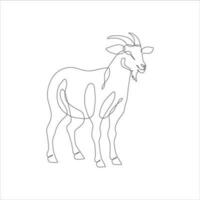 Goat one line continuous drawing. Goat linear icon. Farm animal line art icon illustration. Minimalist linear vector illustration. Vector illustration