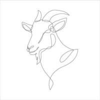 Goat head in continuous line drawing style. Goat head line art icon design. Capricorn minimalist black linear icon. Vector illustration. Vector illustration