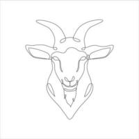 Goat head in continuous line drawing style. Goat head line art icon design. Capricorn minimalist black linear icon. Vector illustration. Vector illustration