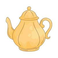 yellow teapot kitchen utensil icon vector