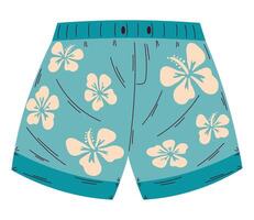 swimsuit short with floral pattern icon vector