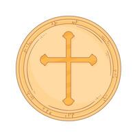 first communion with cross icon vector